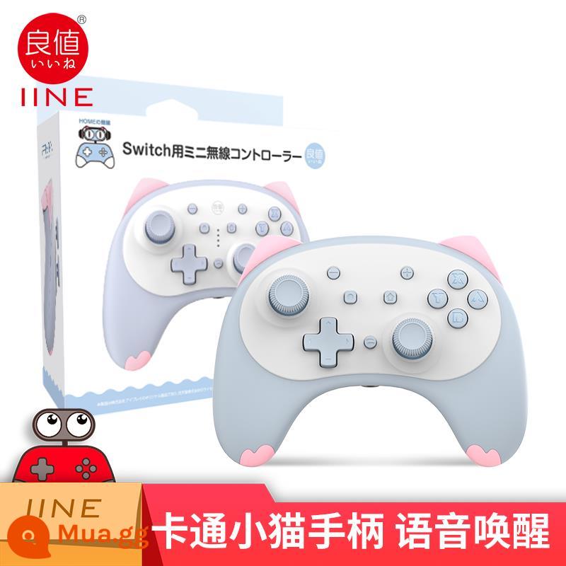 Tay cầm Switch chính hãng giá tốt Tay cầm không dây NS Pro Tay cầm chơi game Bluetooth Cat Cartoon Lite - Giọng nói có giá trị tốt Bộ điều khiển đánh thức Meow Star [Xanh hồng] Rung cảm giác liên tục