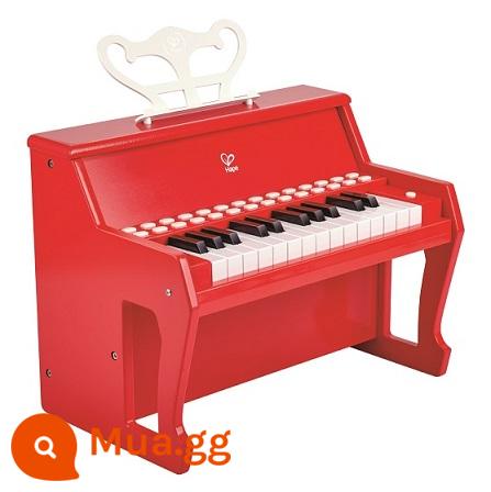 Hape đồ chơi đàn piano trẻ em bằng gỗ đa chức năng có thể chơi đàn organ điện tử mới bắt đầu cho bé gái nhà - Đàn piano dạy học âm thanh và ánh sáng 25 phím, màu đỏ