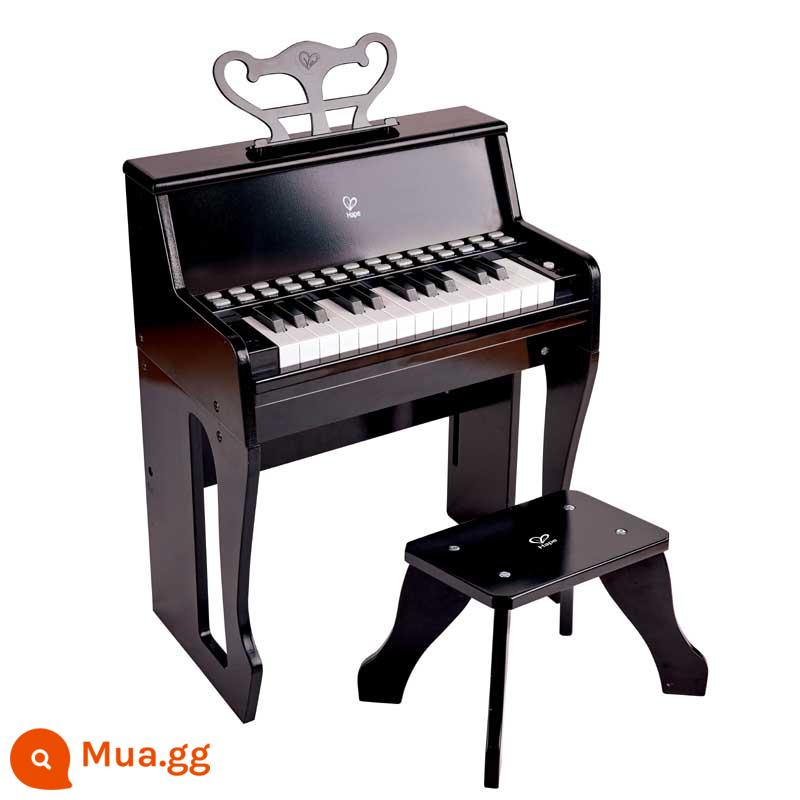 Hape đồ chơi đàn piano trẻ em bằng gỗ đa chức năng có thể chơi đàn organ điện tử mới bắt đầu cho bé gái nhà - Đàn piano dạy học âm thanh và ánh sáng 25 phím (phiên bản nâng cao), màu đen