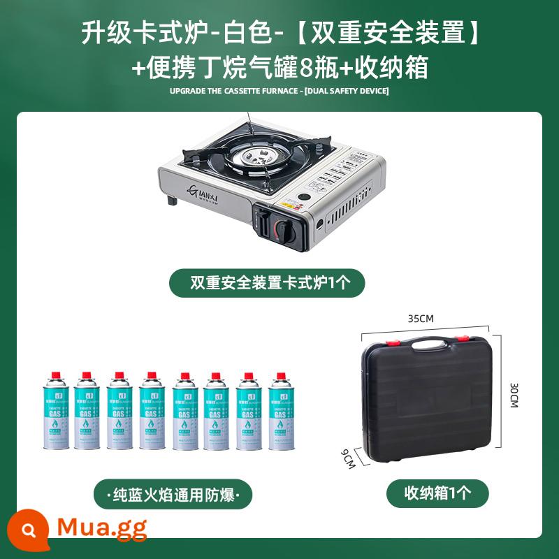 Bếp Cassette Ngoài Trời Di Động Bếp Gas Dã Ngoại Bếp Cắm Trại Nồi Lẩu Thẻ Bếp Từ Cass Bếp Bếp Gas Âm - Bếp Cassette trắng [thiết bị an toàn kép + 8 bình gas + hộp bảo quản]