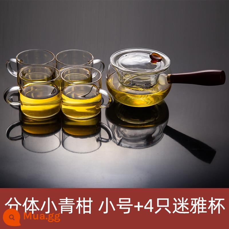 Tạm dán Net Red Black Crystal Lò lon lò sưởi Teapot Tea Set Tea Bộ Tea Bộ lọc Kung Fu Fu Glass Bubble Teapot - [Giảm giá tại cửa hàng] Hai mảnh màu cam xanh cỡ nhỏ + 4 cốc Miya