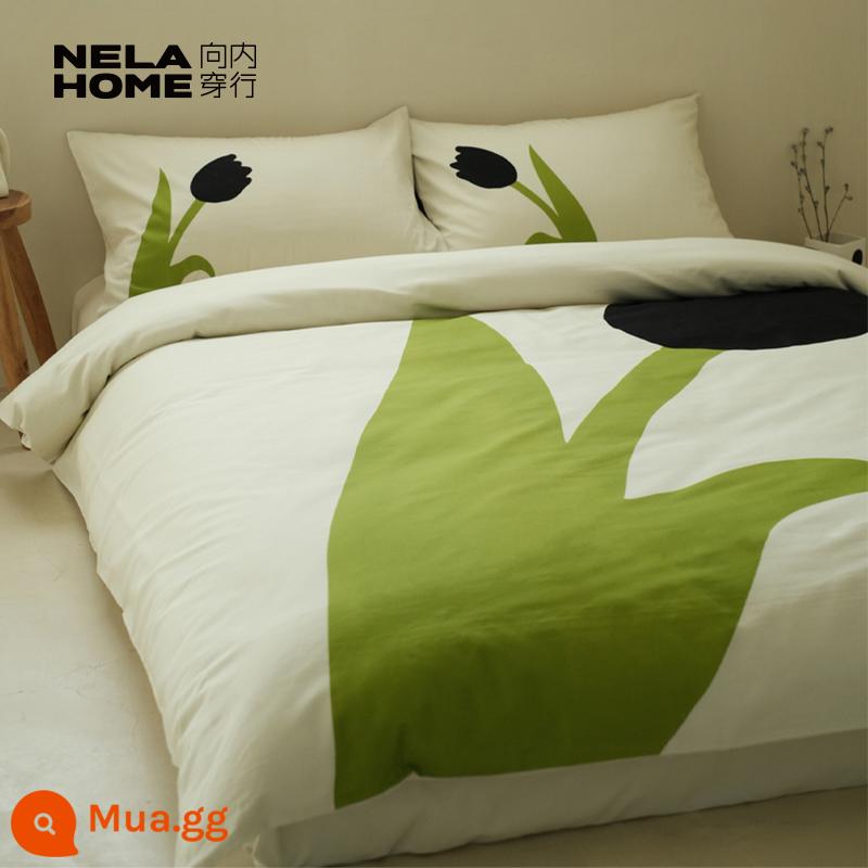 NELAHOME nhà thiết kế NELAHOME 100-count cotton bed bộ 4 mảnh cotton nguyên chất ga trải giường phong cách ins mới - Clara