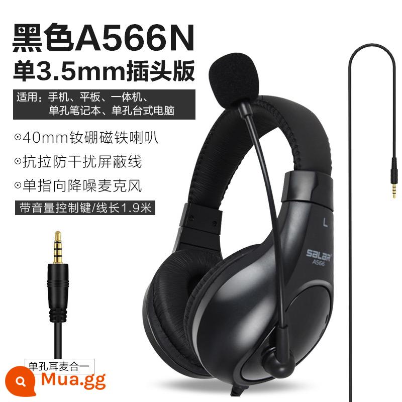 Tai nghe học tập gắn trên đầu Sound Lai A566 Luyện nghe và kiểm tra nghe tiếng Anh lớp học trực tuyến tai nghe điện thoại di động máy tính bảng kỳ thi tuyển sinh cấp 3 đối thoại người máy chuyên dụng với micrô máy tính xách tay trò chơi máy tính để bàn - Đen[A566N][Phiên bản phích cắm 3,5mm đơn]