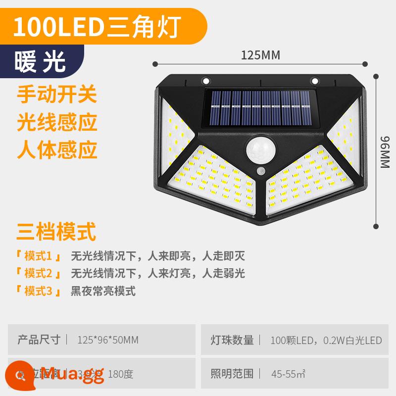 Đèn năng lượng mặt trời cửa nông thôn cửa tường không thấm nước cao -công suất nhà trong nhà cực cao ánh sáng ngoài trời ánh sáng ngoài trời - [Phong cách ánh sáng ấm áp] 100 hạt đèn 20w ba chế độ