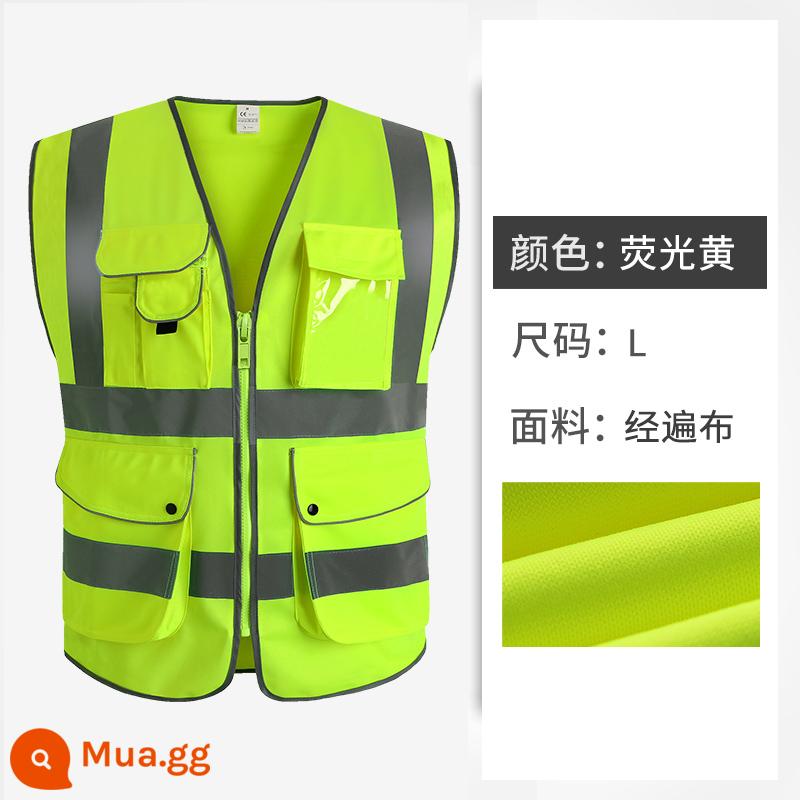 cnss vest phản quang vest xây dựng người đàn ông cưỡi quần áo an toàn công trường giao thông công trường huỳnh quang màu vàng quần áo bảo hiểm lao động - Mã L màu vàng huỳnh quang