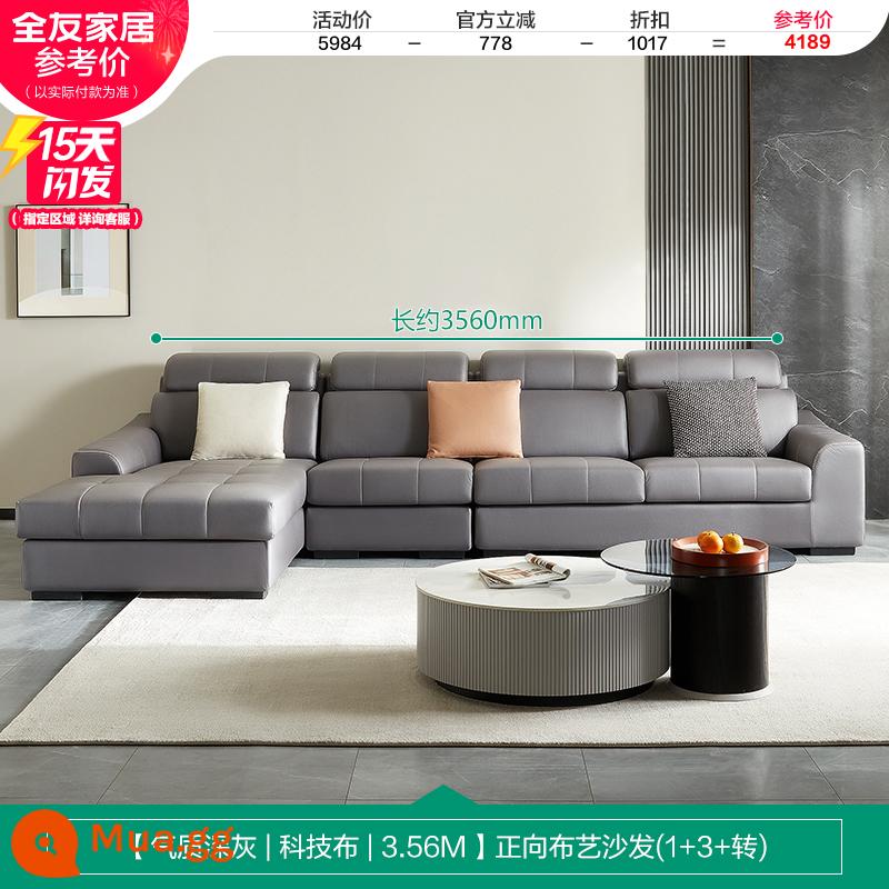 Quanyou Home Đơn Giản Hiện Đại Sofa Vải Hình Chữ L Phòng Khách Công Nghệ Vải Nội Thất Sofa Hoàng Phi 102251 - [Temperament Dark Grey D|Vải kỹ thuật|3.56M] Sofa vải Forward (1+3+Return)