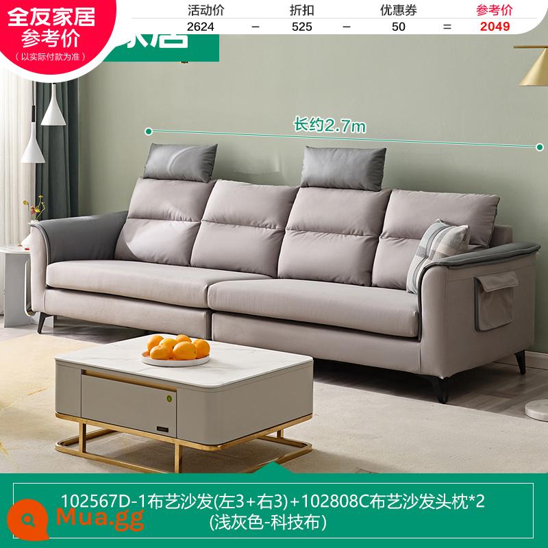 Quanyou Nhà Bắc Âu Đơn Giản Hiện Đại Sofa Vải Phòng Khách Tựa Đầu Có Thể Tháo Rời Căn Hộ Lớn Nhỏ Công Nghệ Vải 102567 - [Xám nhạt | Vải công nghệ] Sofa (3 trái + 3 phải) + tựa đầu C*2