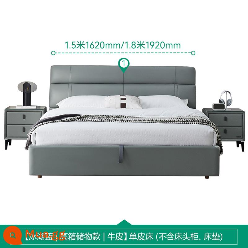 Quanyou Home Hiện Đại Giường Da Đơn Giản Giường Đôi King Bed Phòng Ngủ Chính Hôn Nhân Giường Ánh Sáng Mềm Mại Sang Trọng Gói Treo Giường 105251 - [Ice Lake Blue B|Phong cách lưu trữ|Da bò] Giường da hộp cao B Giường đơn