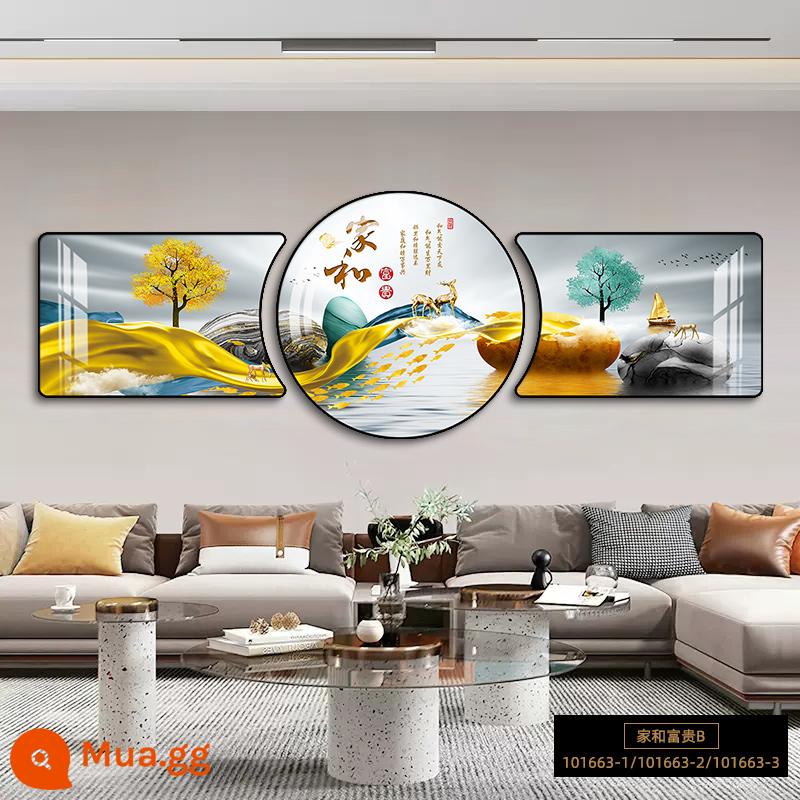 Tranh trang trí phòng khách phong cách Trung Quốc mới tranh treo tường sofa nền tường treo tranh ánh sáng sang trọng hiện đại tối giản bộ ba bức tranh tường mới - Gia đình và sự giàu có B