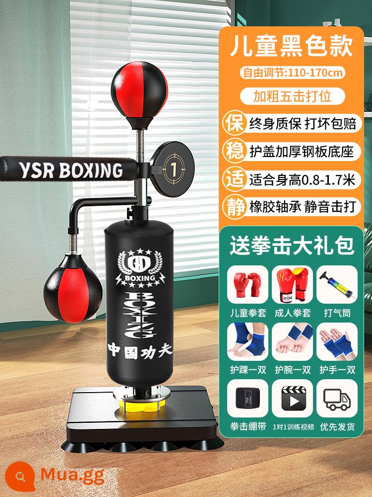 Boxing trẻ em phản lực mục tiêu tập tại nhà bao cát bao cát bóng tốc độ Tuấn đánh Sanda xoay dọc trẻ em - [Đen trẻ em] Mẫu Flagship táo bạo ✅ Phù hợp cho chiều cao 0,8m-1,7m