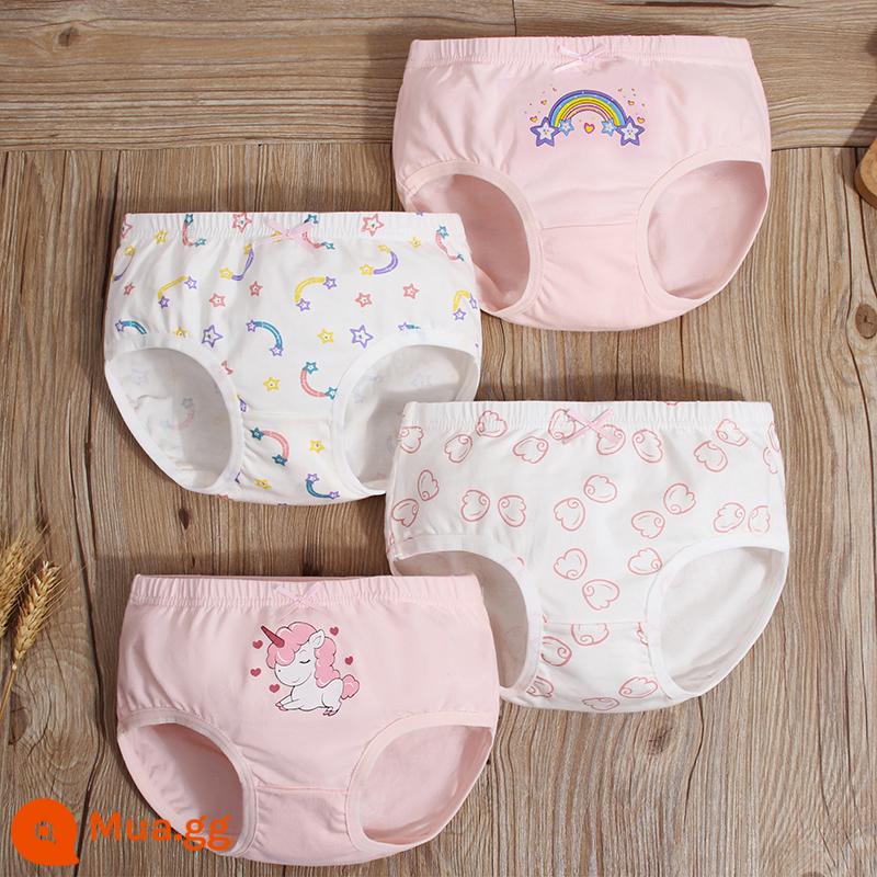 Đồ lót trẻ em trong thời đại cotton - Pink Unicorn (Tam giác) Loại A cotton nguyên chất không có PP 4 gói