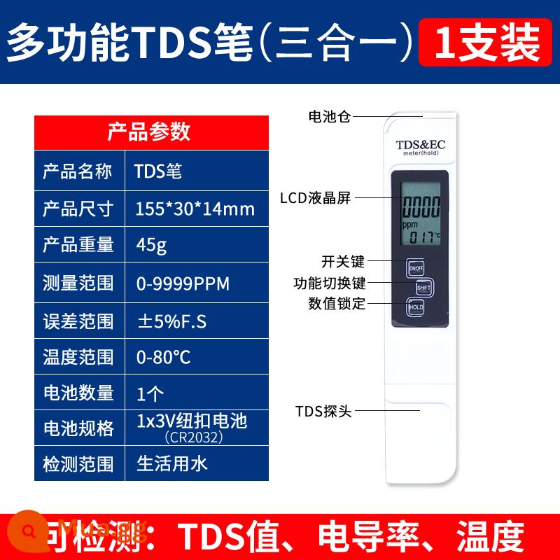 Nước máy TDS bút kiểm tra chất lượng nước hộ gia đình uống trực tiếp máy lọc nước khoáng bút tds bút TDS bút kiểm tra chất lượng nước - Bút TDS (bút ba trong một) 1 chiếc