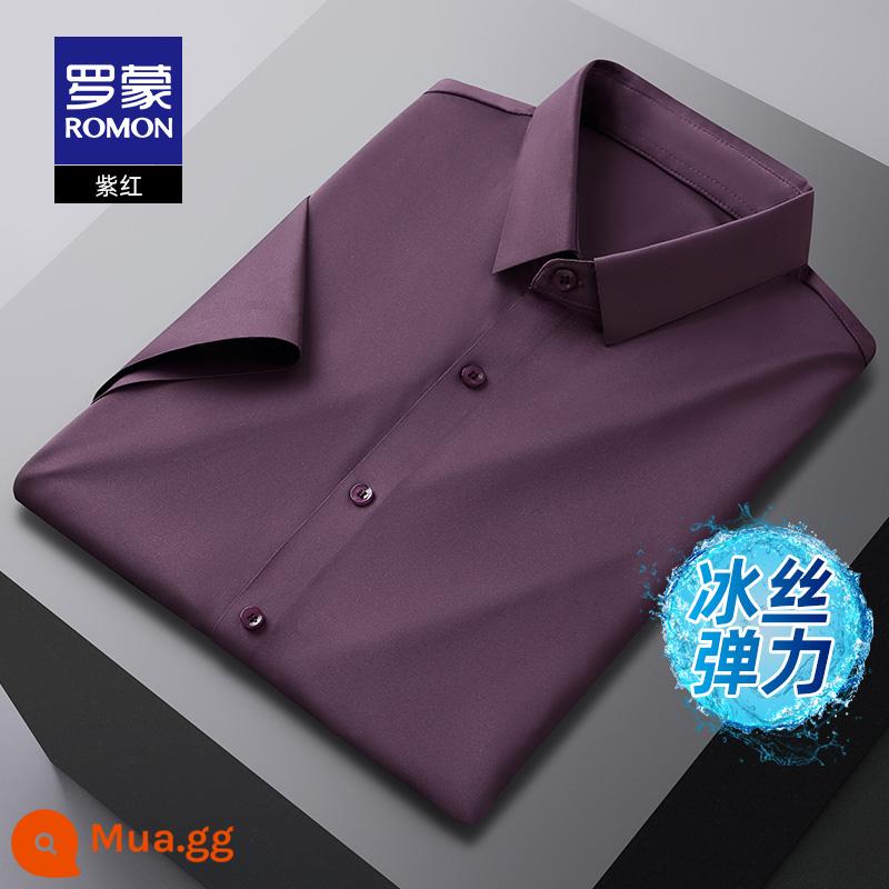 [Ice Silk Co Giãn] Áo Sơ Mi Romon Ngắn Tay Mùa Hè 2023 Mới Không Có Dấu Vết Ủi Miễn Phí Quần Áo Công Sở Nam - hoa vân anh