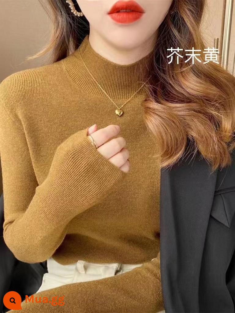 Sản phẩm mới thu đông Yuankai 2022 ZA cùng đế cashmere cổ cao nửa đầu_W179 - màu vàng mù tạt