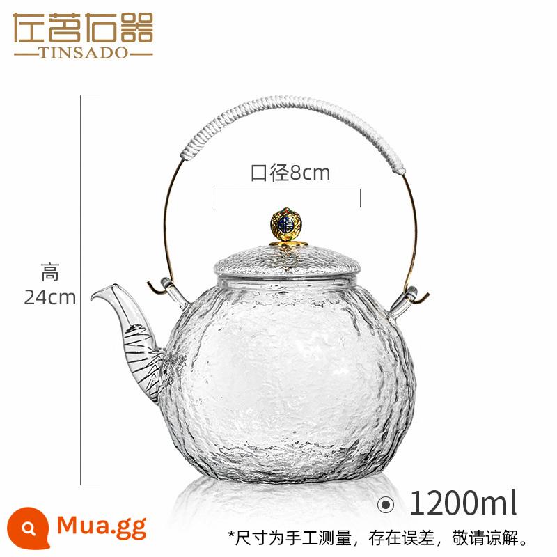 Thiết bị bên trái và phải lớn Kính lớn Glass Templlar Lò pha lê Đặc biệt Gian hàng Booth Booth Tea Tea Tea Pot có thể được làm nóng trên lửa - Ấm trà Qinyuan-Tây Tạng 1200ML