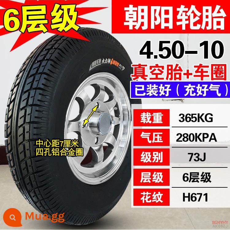 Chaoyang Tyre 4.00/4.50-10 Lốp không săm 450/400-10 lốp xe điện bốn bánh - Lốp không săm 4.50-10 (6 lớp) + vành (đã lắp và bơm hơi)