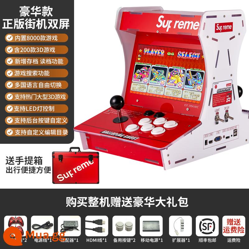 Arcade Cần Điều Khiển Máy Chơi Game Đôi Hộ Gia Đình Mini Hoài Cổ Ánh Trăng Boxing Box Máy Tính Để Bàn Nhỏ Tất Cả Máy Chiến Đấu - Trò chơi 3D-Deluxe Double 8000-Đỏ