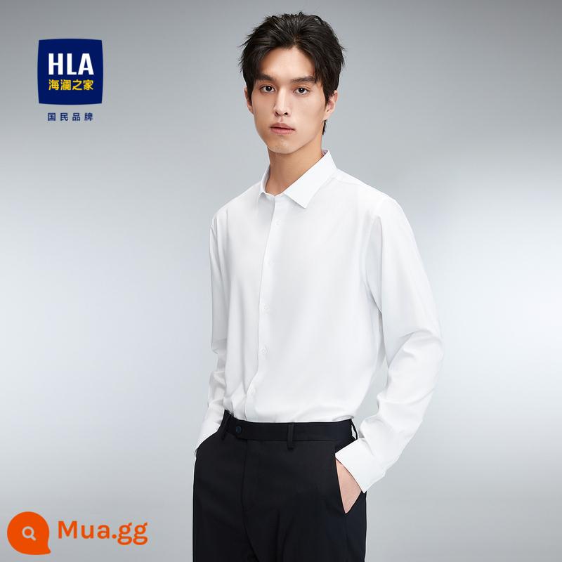 [Phong cách bùng nổ] HLA/Hailan House Shu Weibo Business Áo sơ mi dài tay màu trắng trang trọng Áo sơ mi nam dài tay - Vải chéo tẩy trắng 41 vải chéo không có túi