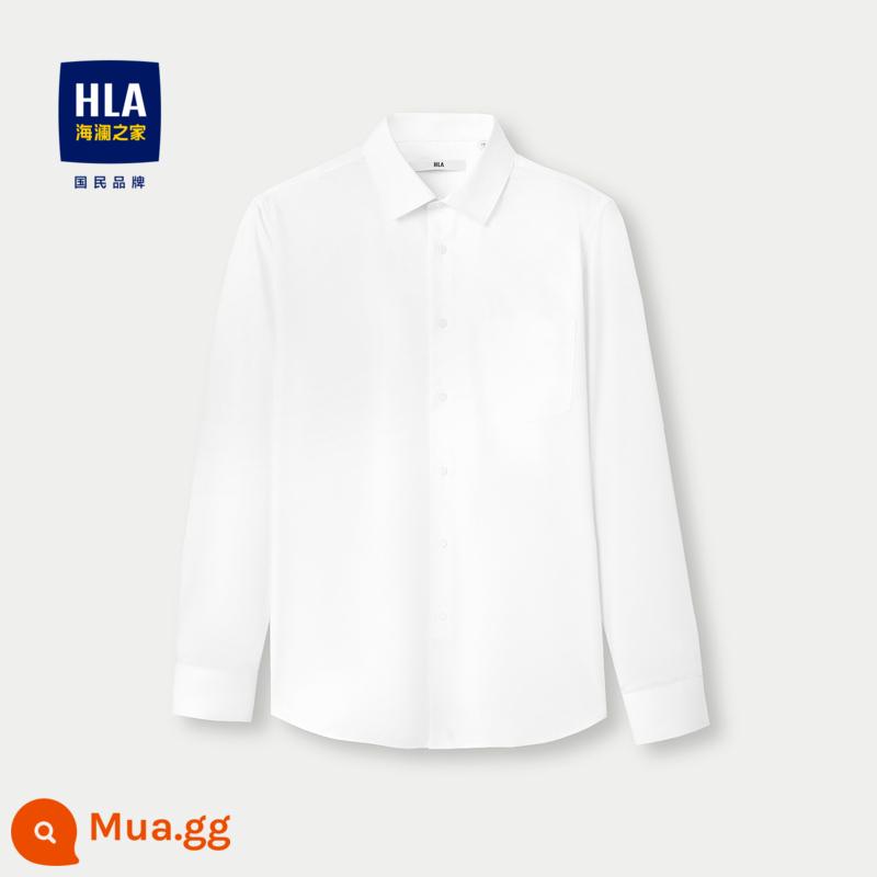 [Phong cách bùng nổ] HLA/Hailan House Shu Weibo Business Áo sơ mi dài tay màu trắng trang trọng Áo sơ mi nam dài tay - Twill tẩy trắng 01 kiểu túi màu trơn