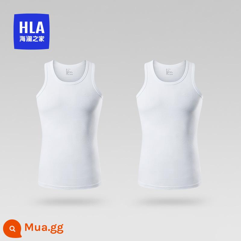 HLA/Hailan Nhà Áo Vest Nam 2 Miếng Cotton Nguyên Chất Thoáng Khí Đồng Màu Mùa Hè Đáy Mặc Phần Mỏng Trắng Quần Lót Nam - xóa trống + xóa trống 9064