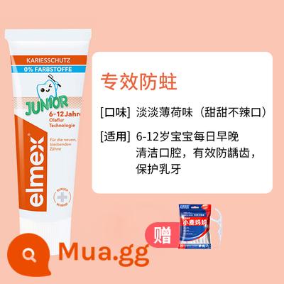 elmex Ai Meishi kem đánh răng trẻ em bàn chải đánh răng cho bé bé một tuổi 2 lon 1 chống sâu bướm fluoride 3-6-12 không nuốt - Kem đánh răng (có chỉ nha khoa) 6-12 tuổi