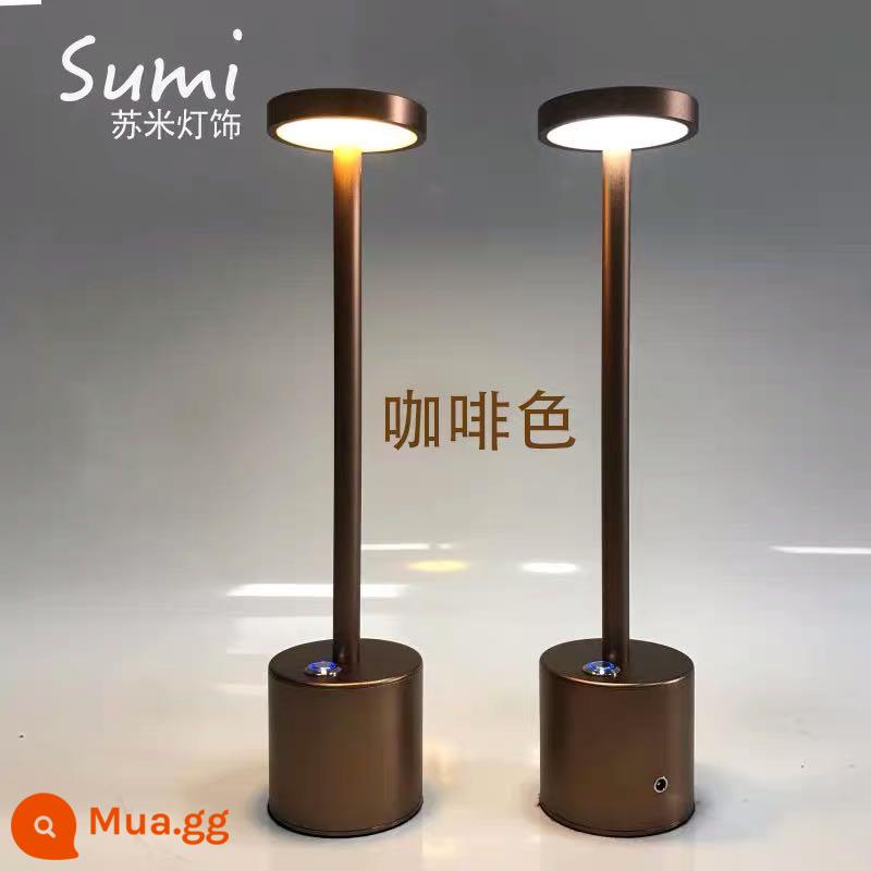 Đèn Led Sạc Thanh Đèn Bàn Cá Tính Sáng Tạo Cafe Phòng Ăn Thanh Rõ Ràng Dịch Vụ Đèn Ngủ Cảm Ứng Kim Loại Đèn Bàn - Màu cà phê ánh vàng