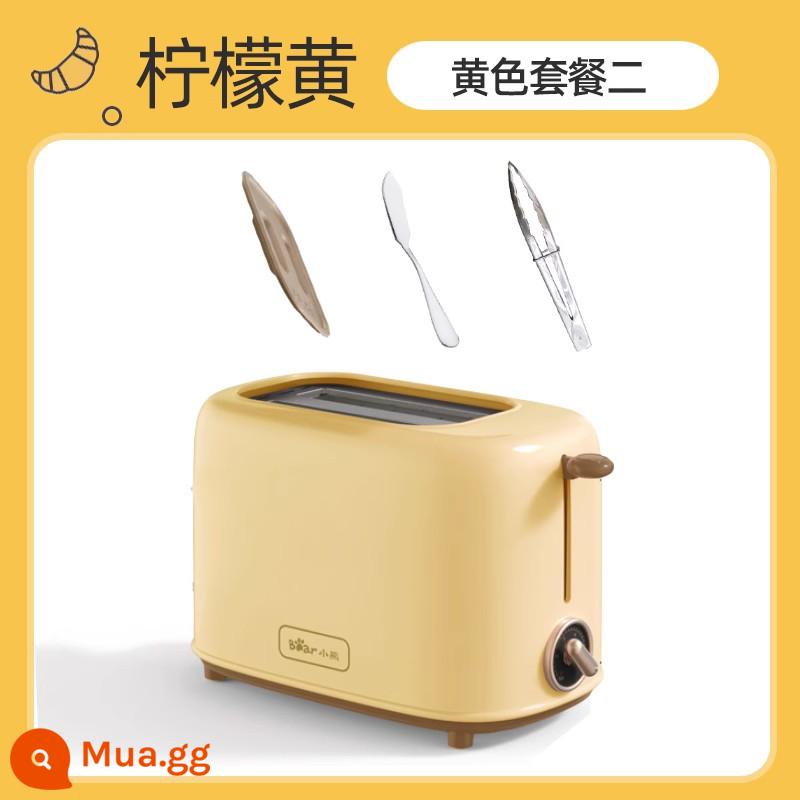 Máy nướng bánh mì Bear gia nhiệt lát bánh sandwich máy nướng bánh mì nhỏ Máy nướng bánh mì đất hoàn toàn tự động - Set màu vàng chanh 1: [tấm che bụi + dao cắt bơ + kẹp bánh mì]