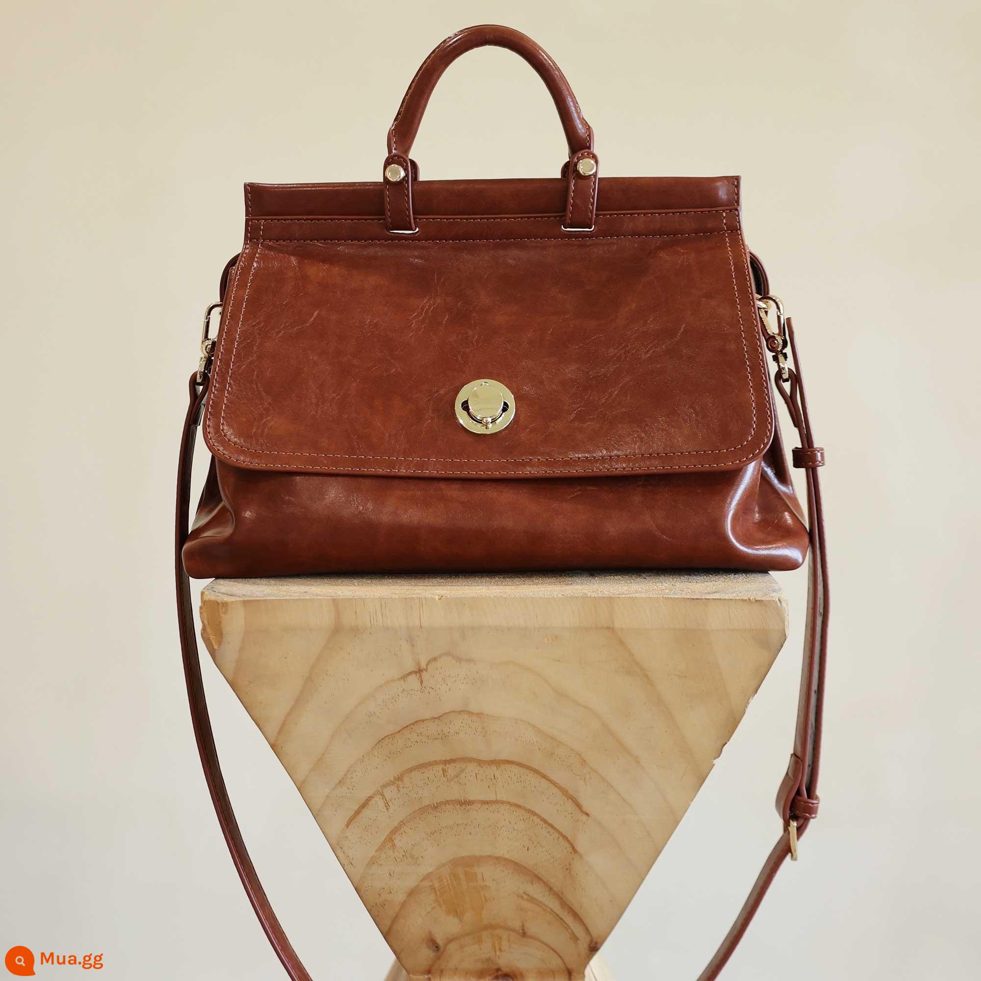 Nanfeng Chio2nd past postman bag nữ thu đông 2022 túi xách mới túi Messenger đi làm chất lượng cao - màu caramel