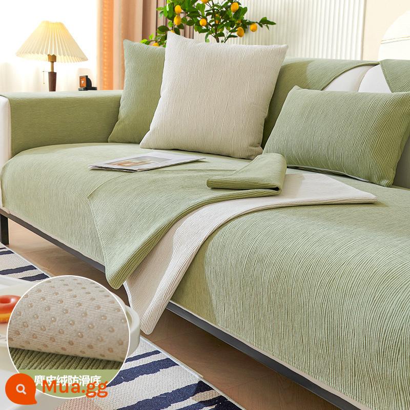 Voan Sofa Đệm Bốn Mùa Đa Năng Chống Trơn Trượt Vải Bọc Ghế Sofa Da 2023 Mới Tùy Chỉnh Đệm Tựa Lưng - Cây liễu mỏng-Matcha xanh