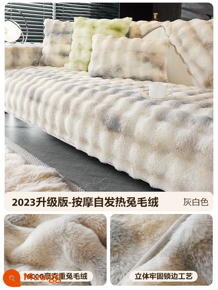 Kem Phong Cách Thỏ Nhung Ghế Sofa Mùa Đông Làm Đặc Thỏ Sang Trọng Phong Cách Mới 2023 Mùa Thu Đông Ghế Sofa Bao Khăn Vải - Thỏ nhồi bông buộc dây - màu trắng nhạt.