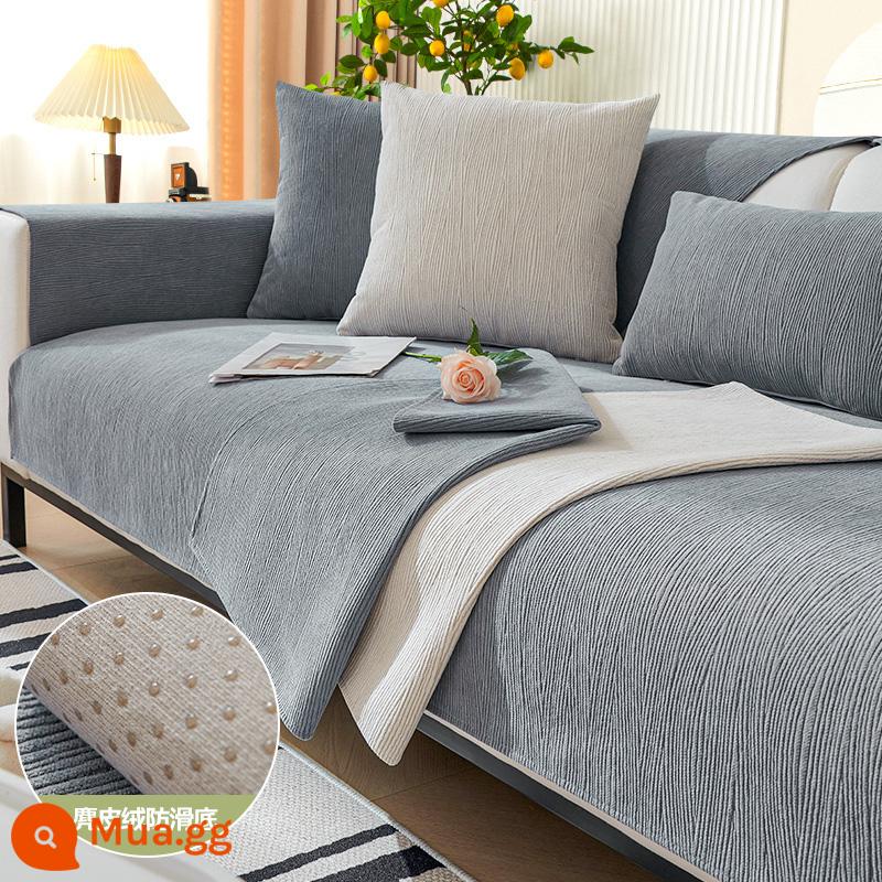 Voan Sofa Đệm Bốn Mùa Đa Năng Chống Trơn Trượt Vải Bọc Ghế Sofa Da 2023 Mới Tùy Chỉnh Đệm Tựa Lưng - Màu xám xanh liễu mỏng