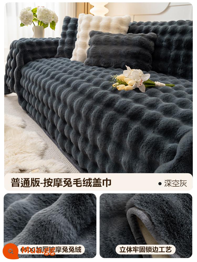 Vỏ sofa nhung thỏ dày mùa đông, vỏ bọc tay vịn cao cấp, vỏ sofa, chăn đệm ghế đa năng trọn gói - Thỏ nhồi bông - Xám không gian [Thông thường 650g Tiết kiệm và hợp túi tiền]