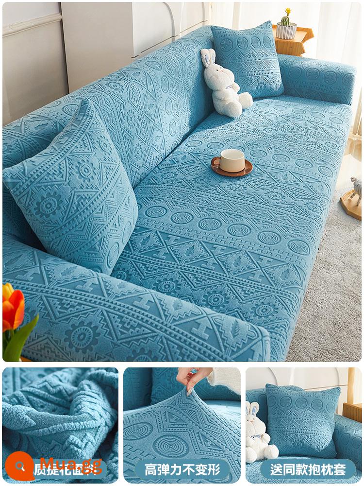 Vỏ bọc ghế sofa đàn hồi bằng nhung Jacquard Vỏ bọc đa năng bao gồm tất cả các loại chống mèo chống trầy xước phổ biến bốn mùa mới 2023 vỏ bọc ghế sofa mùa thu đông - Mia-Bầu Trời Xanh