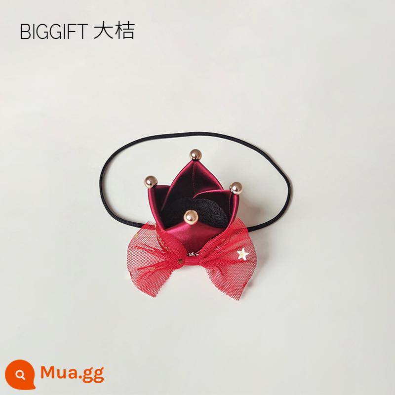 BIGGIFT quả cam lớn ~ kết cấu cao! Mũ sinh nhật bé gái vương miện công chúa kẹp tóc trọn gói không làm đau tóc - Màu đỏ quý phái | Băng đô