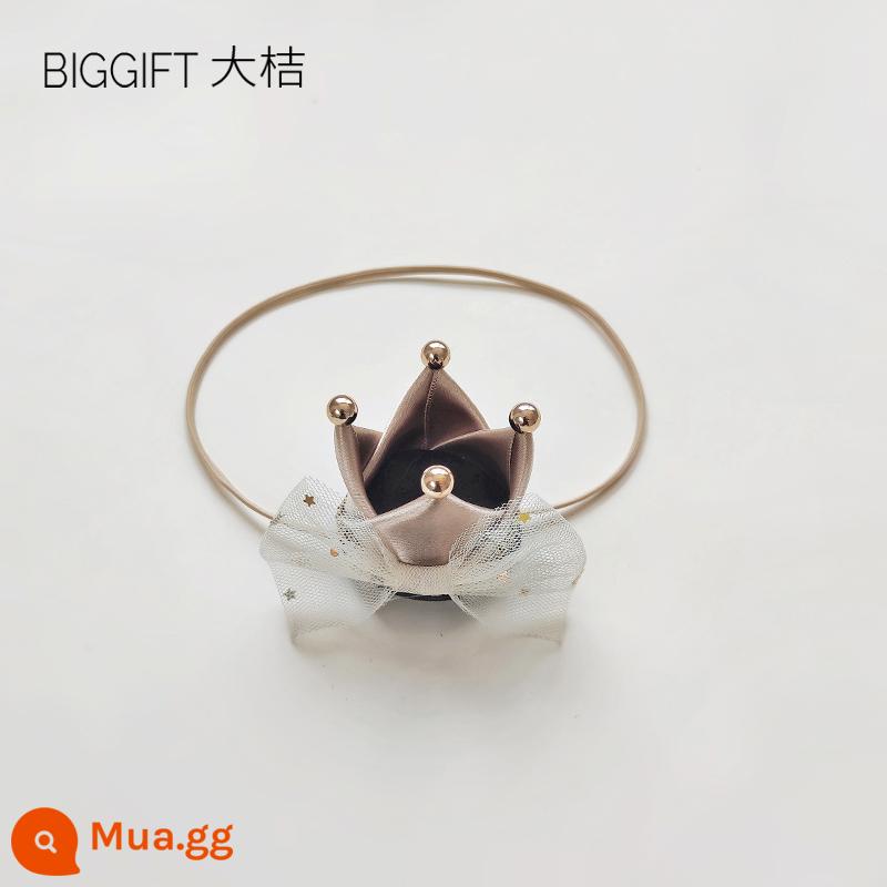 BIGGIFT quả cam lớn ~ kết cấu cao! Mũ sinh nhật bé gái vương miện công chúa kẹp tóc trọn gói không làm đau tóc - Màu vàng sâm panh | dây buộc tóc khoảng 6*6cm