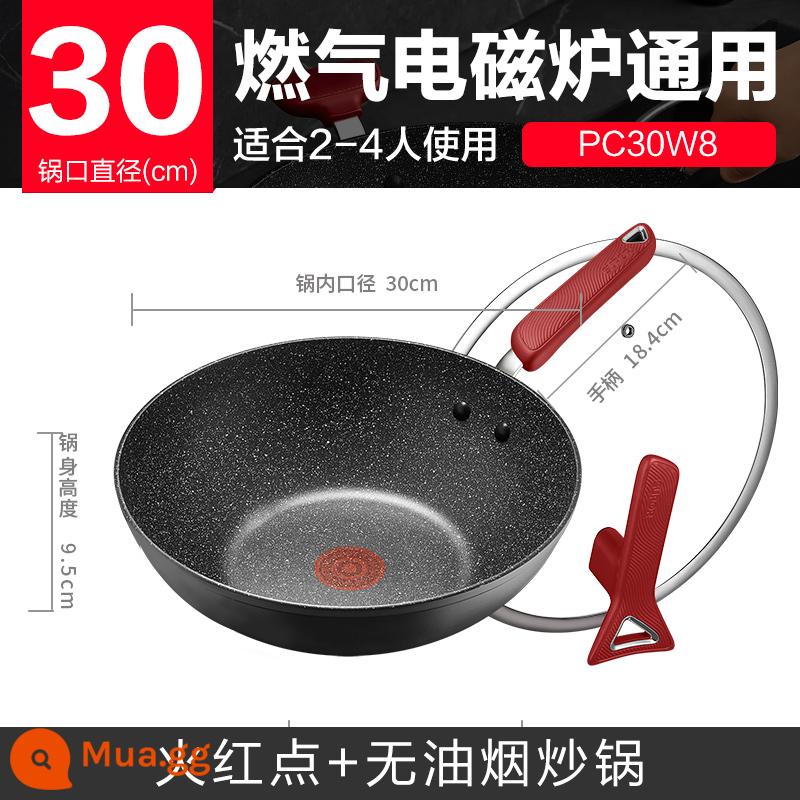 Supor lửa đỏ điểm không khói dầu nồi chống dính cảm ứng bếp gas tướng chảo đá Maifan hộ gia đình chảo rán - 30cm