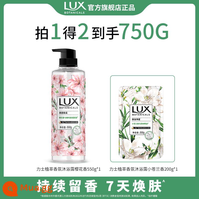 Lux Plant Extract Sữa tắm/Bong bóng tắm Thương hiệu chính hãng Hương thơm bền lâu Nam và Nữ Sản phẩm đơn Nhiều thông số kỹ thuật - Hoa Anh Đào 550+200g