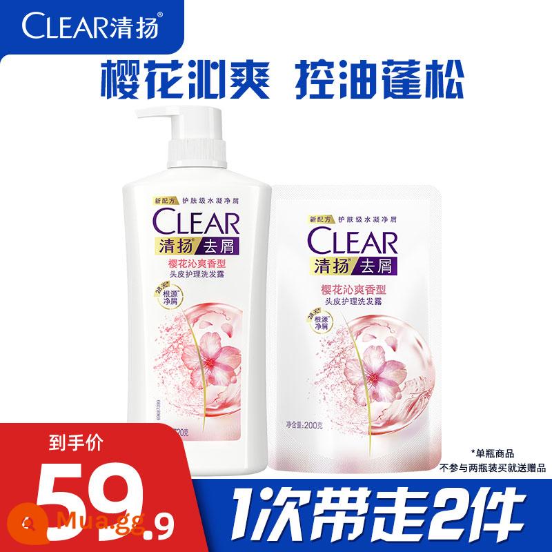 Dầu gội trị gàu Qingyang nam nữ đa hương 1.2kg/720g chính hãng - Sakura Tươi Mát 720g+200g