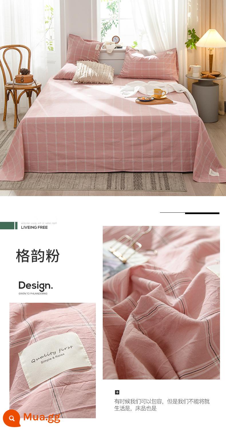 Loại A 100 cotton nguyên chất đã giặt ga trải giường cotton đơn mảnh mùa hè cũ vải thô đơn ký túc xá chăn đơn áo gối ba mảnh bộ - Bột Ge Yun [Bông nguyên chất loại A, thân thiện với da và khỏa thân khi ngủ]