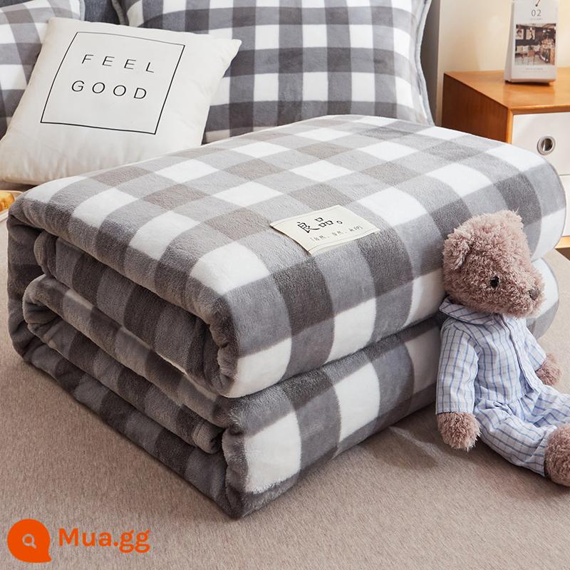 Mùa hè chăn mỏng san hô flannel điều hòa chăn ngủ trưa văn phòng khăn dày trải giường - Lưới lớn màu xám