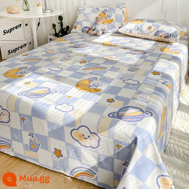 Hoạt Hình 100 Tấm Cotton Một Mảnh Ký Túc Xá Trẻ Em Đơn Đôi Chăn Đơn Học Sinh Cậu Bé Áo Gối Ba Bộ - Biên niên sử mặt trăng