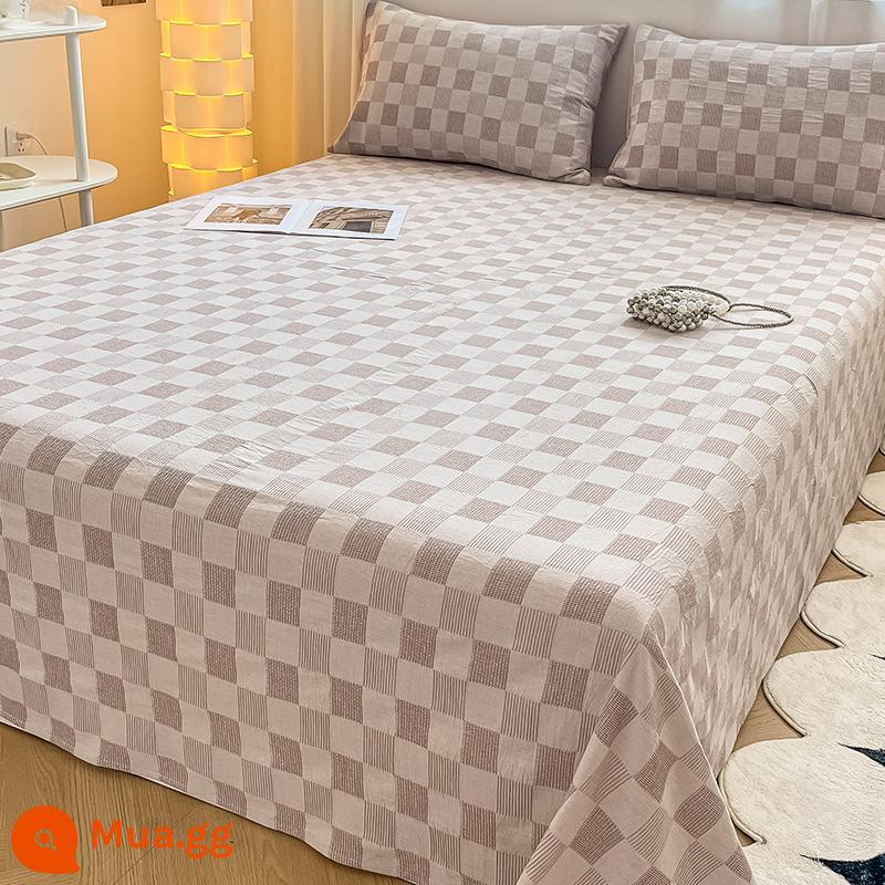 Lớp Một waffle cotton giường đơn cotton 100 mùa hè ký túc xá đơn chăn đơn nam áo gối ôm 3 bộ đôi - Bánh quế bông-đậu tím