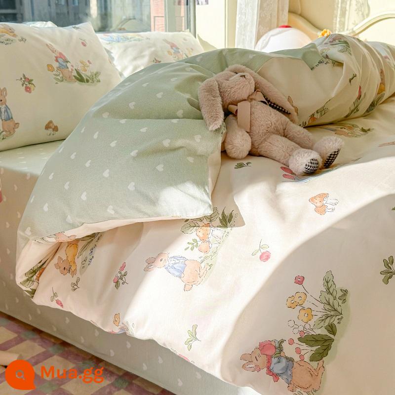 Ins nhỏ cotton tươi giường 4 món cotton 100 chăn ga gối đệm ký túc xá 3 mảnh giường cổ tích vỏ chăn trang bị tấm - Trang viên nấm