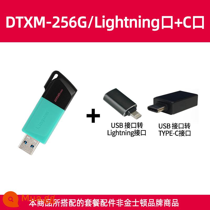 Kingston chính thức 256g đĩa U DTXM tốc độ cao dung lượng lớn xe trượt Ổ đĩa flash USB di động đĩa U hệ thống máy tính - Bộ chuyển đổi DTXM/256GB+ (cổng Apple Lightning + cổng C)