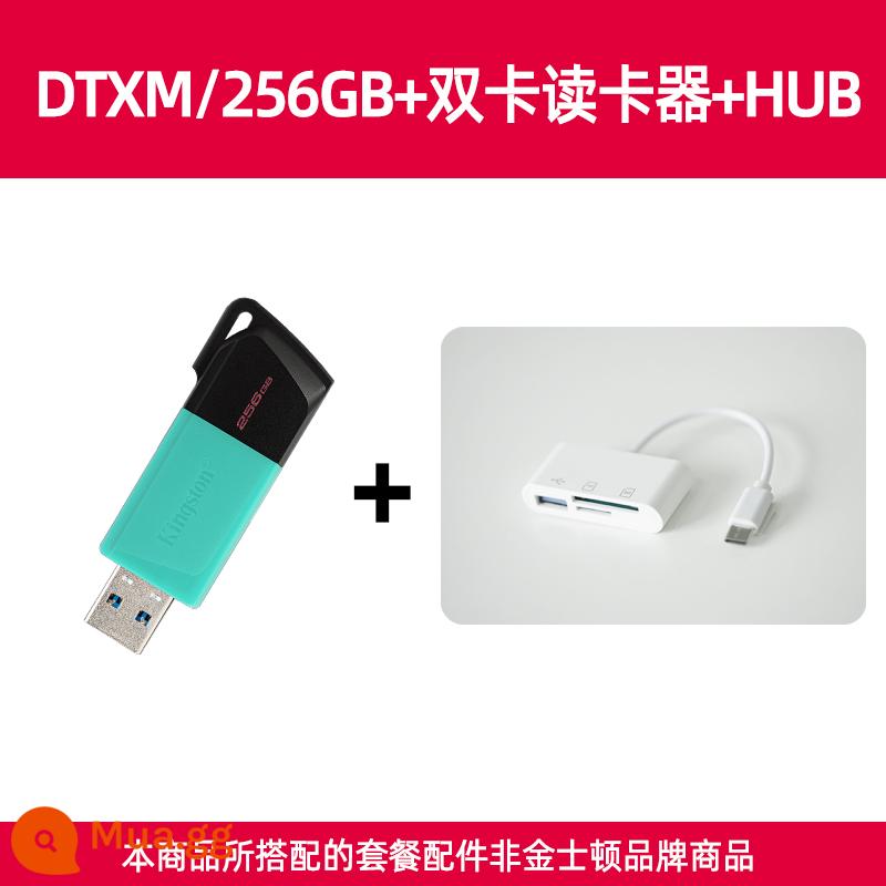 Kingston chính thức 256g đĩa U DTXM tốc độ cao dung lượng lớn xe trượt Ổ đĩa flash USB di động đĩa U hệ thống máy tính - DTXM/256GB+đầu đọc thẻ kép+HUB