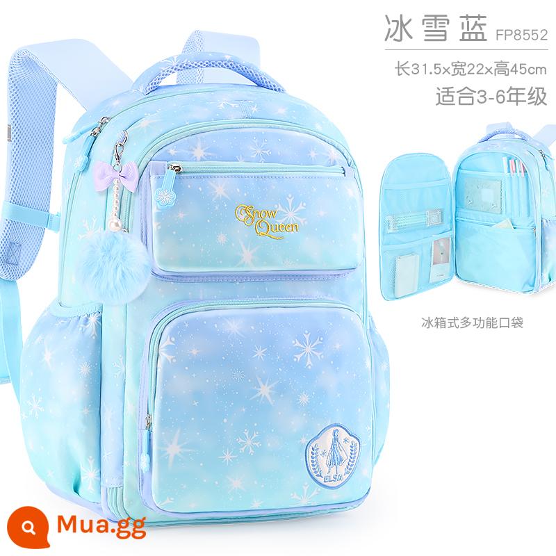 Disney Schoolbags Trường tiểu học Girl Girl Girl Một, ba đến lớp sáu cô gái siêu nhẹ -Backpack Backpack của trẻ em Ridge Ridge Sorment - Lớp 3-6 mở băng tuyết xanh 8552