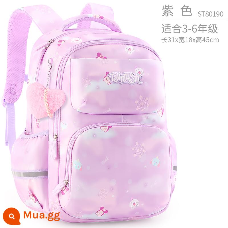 Disney Schoolbags Trường tiểu học Girl Girl Girl Một, ba đến lớp sáu cô gái siêu nhẹ -Backpack Backpack của trẻ em Ridge Ridge Sorment - Lớp 3-6 Tím 80190