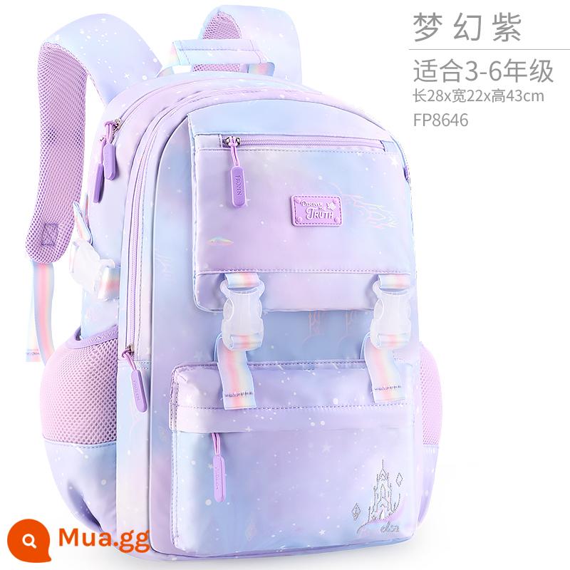 Disney Schoolbags Trường tiểu học Girl Girl Girl Một, ba đến lớp sáu cô gái siêu nhẹ -Backpack Backpack của trẻ em Ridge Ridge Sorment - Lớp 3-6 Tím Ảo 8646