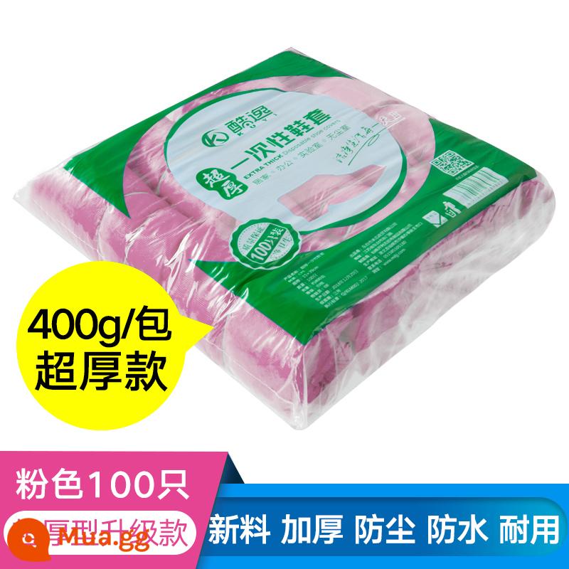 Dùng Một Lần Giày Bao Nhà Dày Trong Nhà Chống Thấm Nước Chống Mài Mòn Chống Trơn Trượt Phòng Máy Sinh Viên Người Lớn Khách Sạn Chân Nhựa bộ Phim - [Nâng cấp siêu dày] Hồng 100 miếng mỗi gói