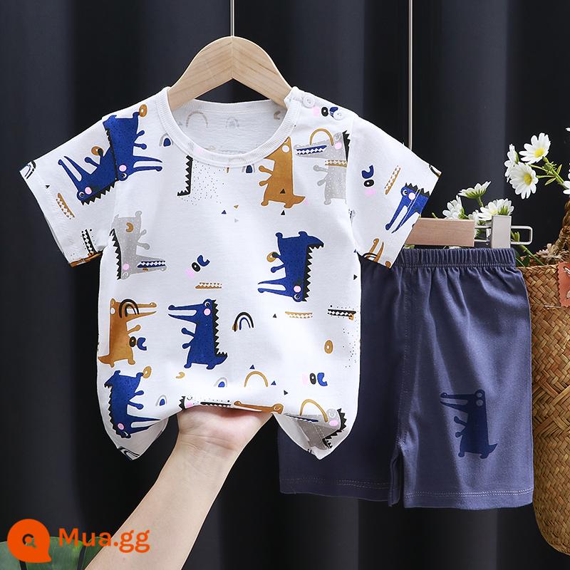 Bộ đồ trẻ em ngắn tay mới 2022 váy mùa hè bằng cotton nguyên chất cho bé gái quần đùi bé trai quần áo trẻ em quần áo trẻ em phiên bản Hàn Quốc - Model 59 - Bộ đồ loại A